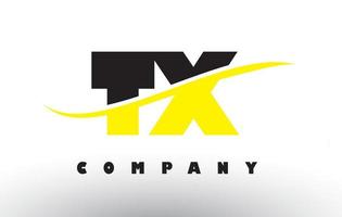 tx tx logo lettera nero e giallo con swoosh. vettore