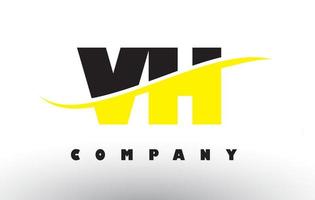 vh vh logo lettera nero e giallo con swoosh. vettore