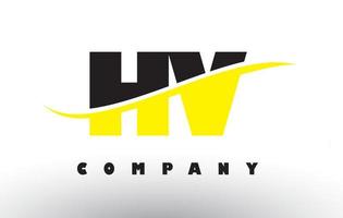 hv hv logo lettera nero e giallo con swoosh. vettore