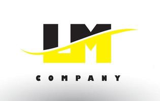 lm lm logo lettera nero e giallo con swoosh. vettore