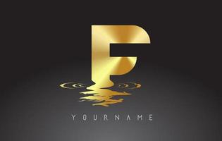 f lettera logo design con illustrazione vettoriale effetto acqua.