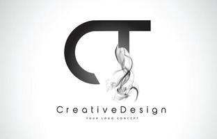 ct lettera logo design con fumo nero. vettore