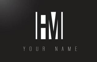 logo della lettera fm con design dello spazio negativo in bianco e nero. vettore
