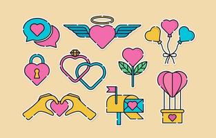 set di icone del cuore per san valentino vettore