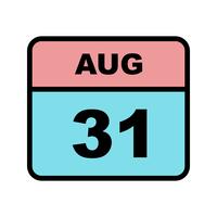31 agosto Data in un giorno unico calendario vettore