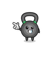 mascotte del kettlebell che punta in alto a sinistra vettore