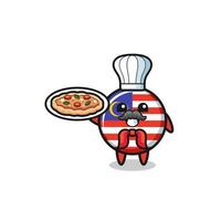 personaggio della bandiera della Malesia come mascotte dello chef italiano vettore