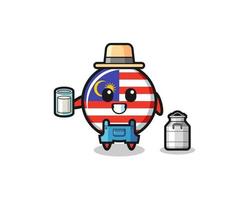 cartone animato bandiera della malaysia come il produttore di latte vettore