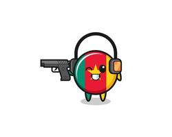 illustrazione del fumetto della bandiera del camerun che fa il poligono di tiro vettore