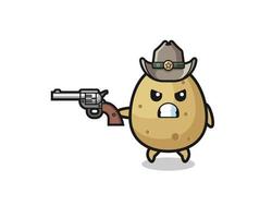 il cowboy di patate che spara con una pistola vettore