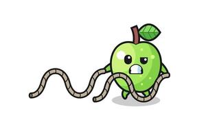 illustrazione della mela verde che fa allenamento con la corda da battaglia vettore