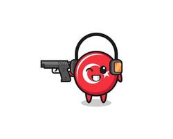 illustrazione del fumetto della bandiera della Turchia che fa il poligono di tiro? vettore