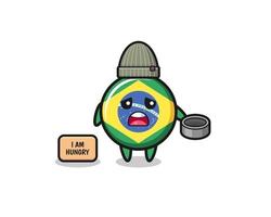 simpatico personaggio dei cartoni animati mendicante bandiera brasile vettore