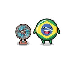 la simpatica bandiera del Brasile è in piedi di fronte al ventilatore vettore