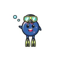 il personaggio dei cartoni animati subacqueo neozelandese vettore