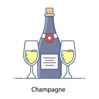 un'icona dello champagne in uno stile piatto moderno vettore