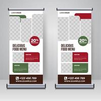 cibo e ristorante roll up banner modello di progettazione vettore