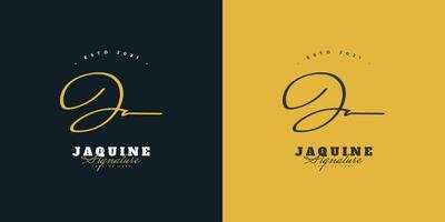 jn logo iniziale con stile di scrittura a mano vintage. jn logo o simbolo della firma per matrimonio, moda, gioielli, boutique, botanica, floreale e identità aziendale vettore