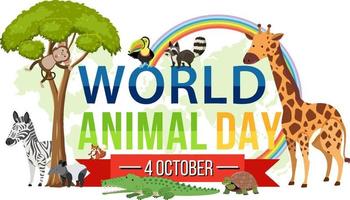 banner della giornata mondiale degli animali con animali selvatici africani vettore