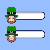 simpatico leprechaun tag di testo vuoto personaggio dei cartoni animati per il giorno di san patrizio vettore