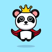 simpatica mascotte dei cartoni animati del re panda vettore
