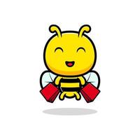 design di simpatici acquisti di api da miele. personaggio mascotte animale vettore