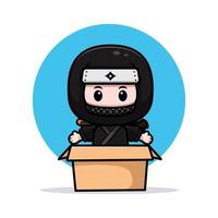 icona di cartone animato carino mascotte ninja. illustrazione del personaggio mascotte kawaii per adesivo, poster, animazione, libro per bambini o altro prodotto digitale e di stampa vettore