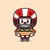 simpatica illustrazione del personaggio mascotte kawaii del giocatore di football americano per adesivo, poster, animazione, libro per bambini o altro prodotto digitale e di stampa vettore