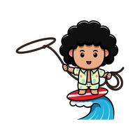 carino, ragazzo afro, mascotte, cartone animato, icona. illustrazione del personaggio mascotte kawaii per adesivo, poster, animazione, libro per bambini o altro prodotto digitale e di stampa vettore