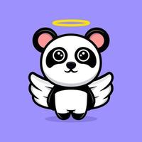 simpatico angelo panda mascotte dei cartoni animati vettore
