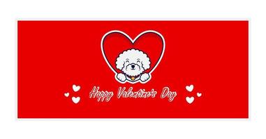 biglietto di auguri di buon San Valentino con simpatico cane popup dal cuore vettore