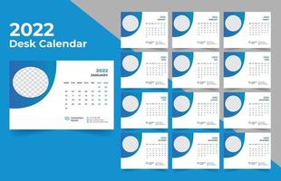 Calendario da tavolo 2022. La settimana inizia il lunedì. modello per il calendario annuale 2022. vettore