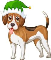 cane beagle che indossa un cappello di natale vettore