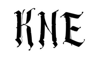 le lettere k, n, e in stile gotico. vettore. segni e simboli, monogramma. distintivi per il logo. stile medievale. vecchio stile vintage. mini set di lettere. vettore