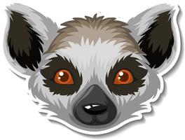 adesivo testa di lemure animale cartone animato vettore