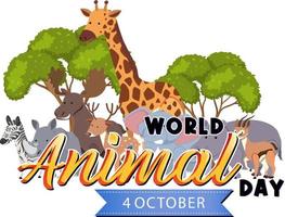 logo della giornata mondiale degli animali con animali africani vettore