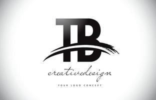 tb tb lettera logo design con swoosh e pennellata nera. vettore
