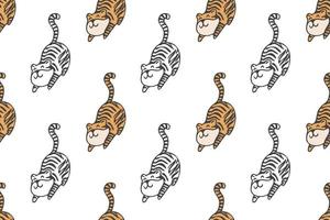 simpatico cartone animato tigre senza cuciture vettore
