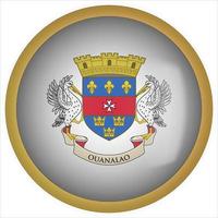 icona del pulsante bandiera arrotondata 3d di saint barthelemy con cornice dorata vettore