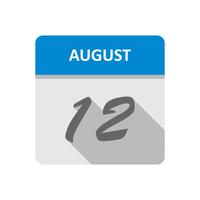 12 agosto Data in un calendario per un solo giorno vettore