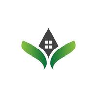 lettera v alfabeto casa icone verdi naturali foglia logo casa vettore