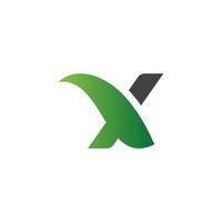 lettera x alfabeto naturale verde icone foglia logo vettore