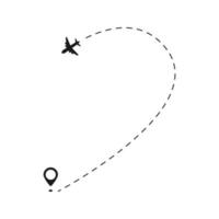 traccia dell'aereo da puntare con linea tratteggiata o linee aeree, colore dell'icona dell'aeroplano modificabile per il vettore