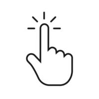 facendo clic sull'icona del dito. simbolo dell'icona del clic della mano. illustrazione vettoriale dell'icona del puntatore della mano