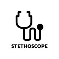 icona dello stetoscopio in stile solido nero vettore