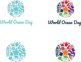 design del logo dell'oceano carino e giocoso vettore