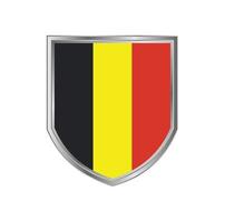 bandiera del belgio con cornice in metallo scudo vettore