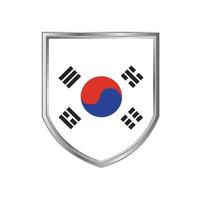 bandiera della corea del sud con cornice in metallo scudo vettore