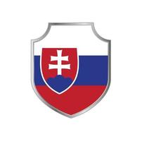 bandiera della slovacchia con cornice in metallo scudo vettore