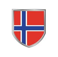 bandiera della norvegia con cornice in metallo scudo vettore